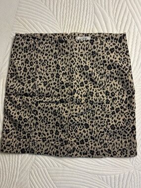 Jolt Leopard Print Mini Skirt - Beige and Black